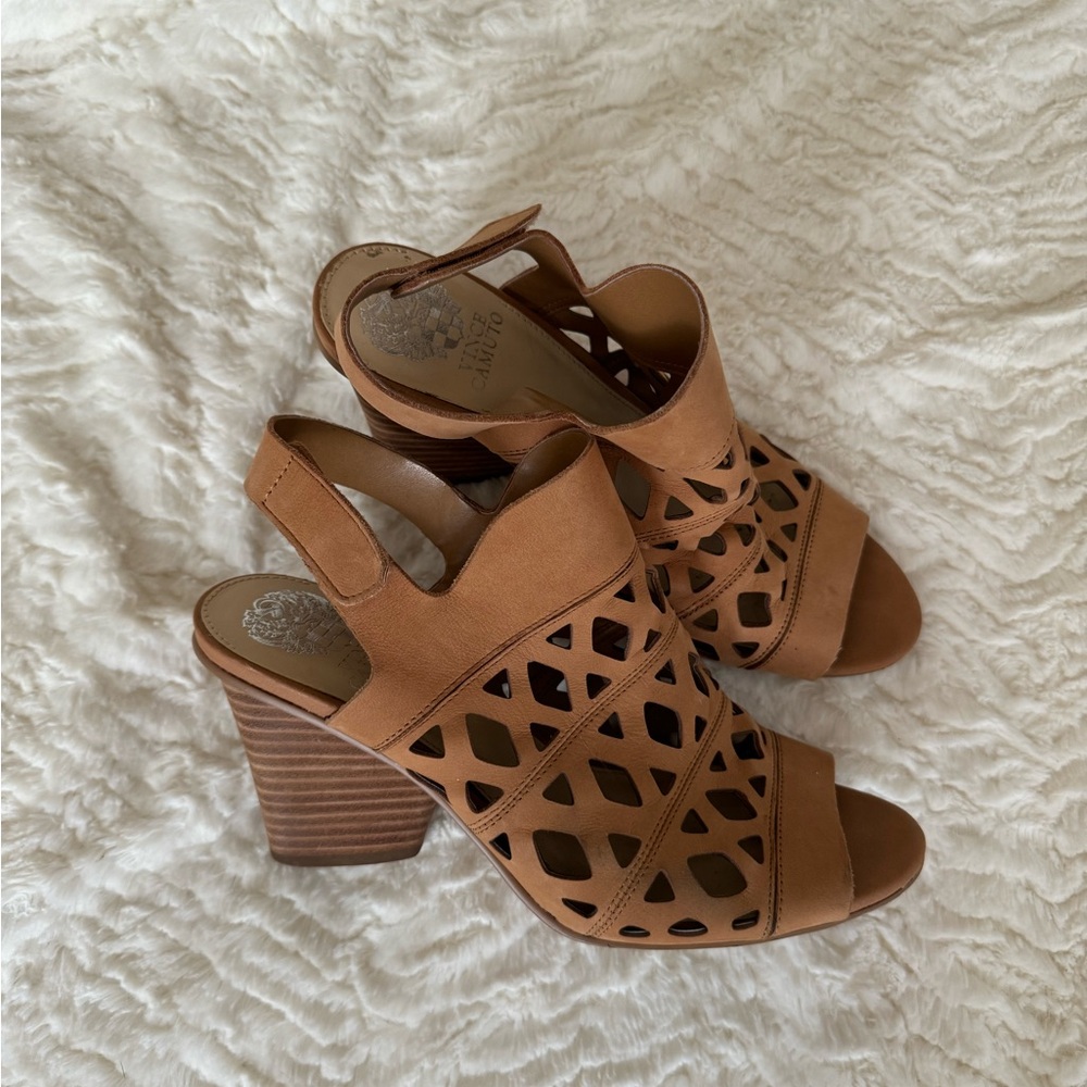 Vince Camuto Tan Cutout Heeled Sandals